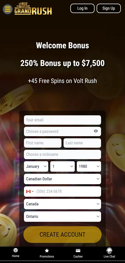 Grand Rush Casino experiencia móvil y acceso desde Perú