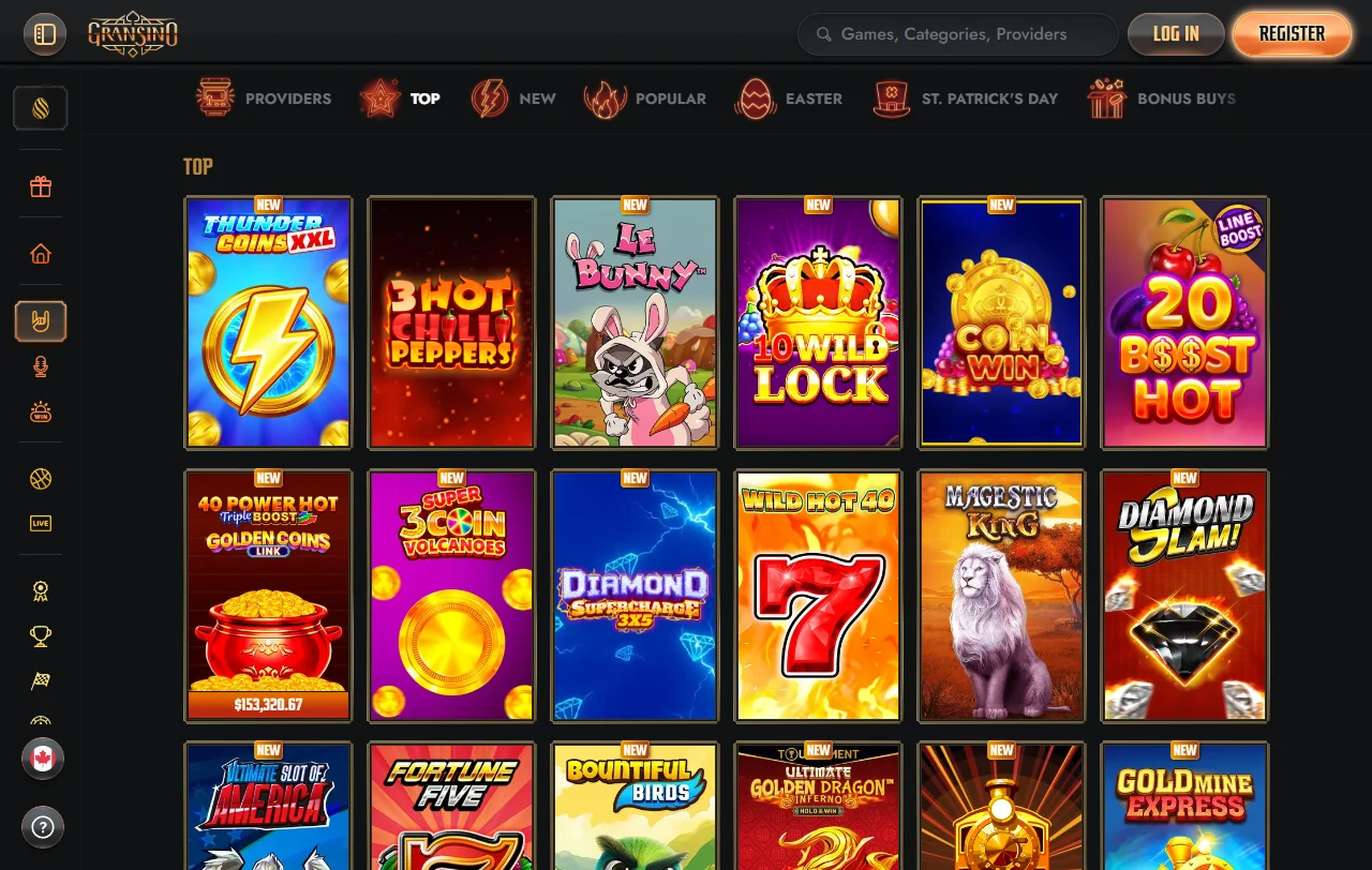 Gransino Casino juegos, slots y casino en vivo