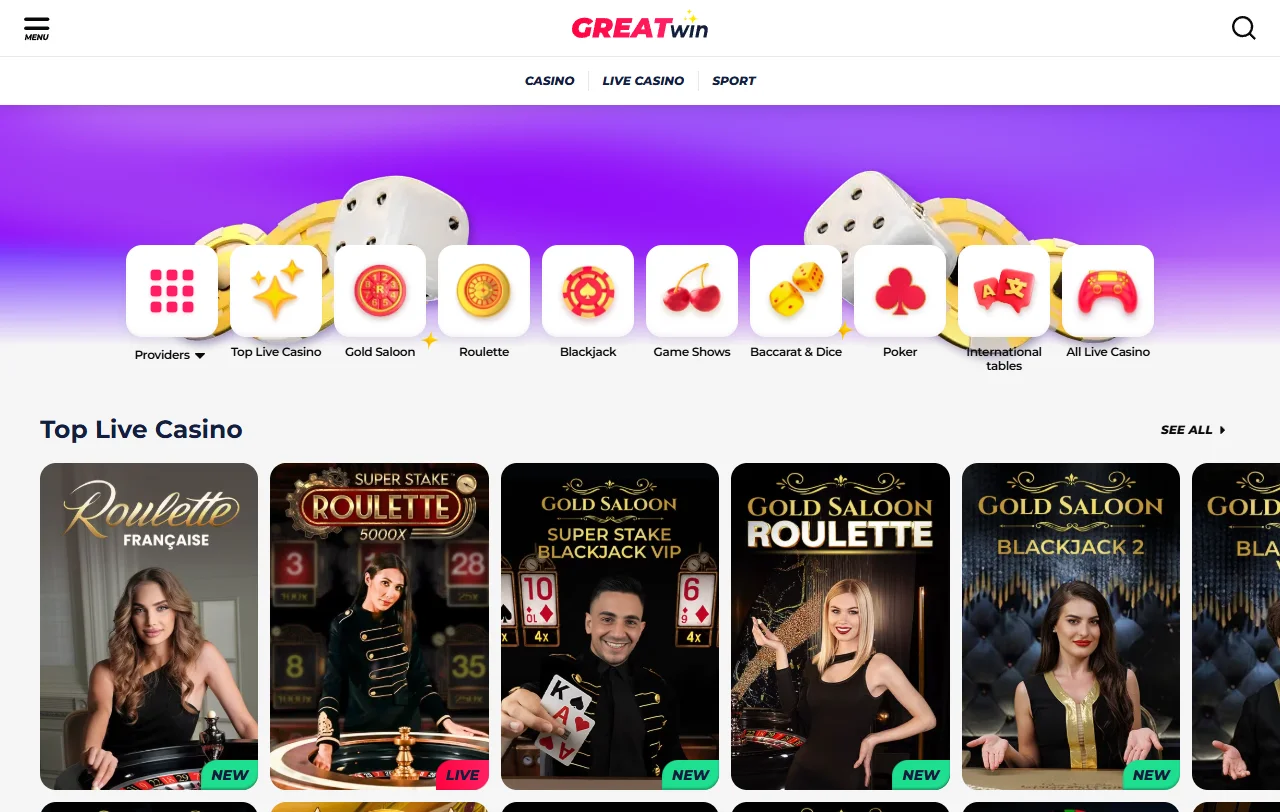 GreatWin Casino promociones de bienvenida con bonos y giros gratis