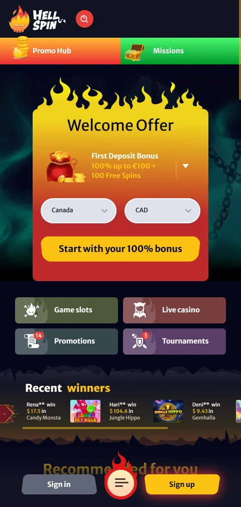 HellSpin Casino compatible con smartphone para juego móvil