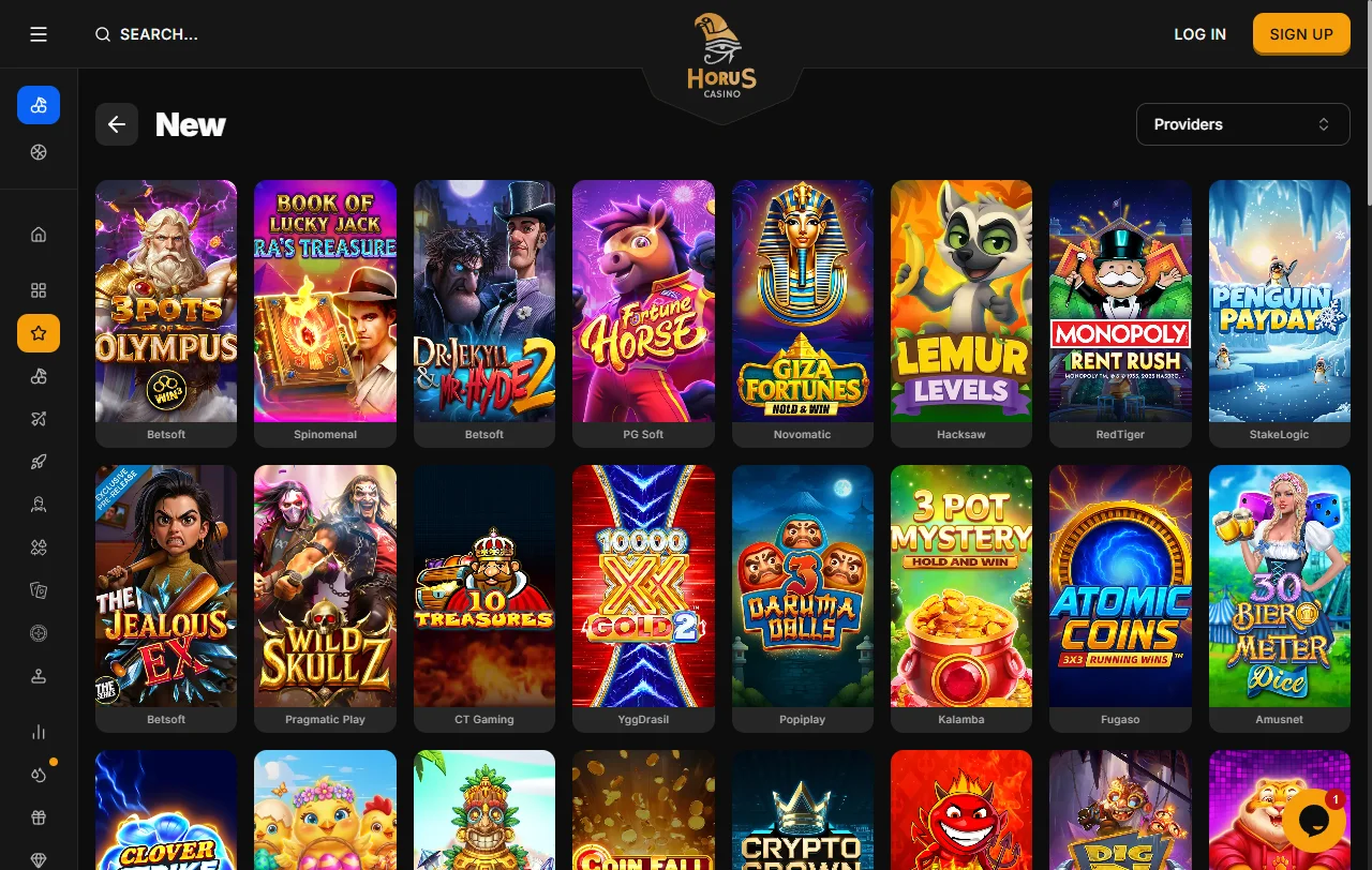 Horus Casino juegos y proveedores con amplia variedad