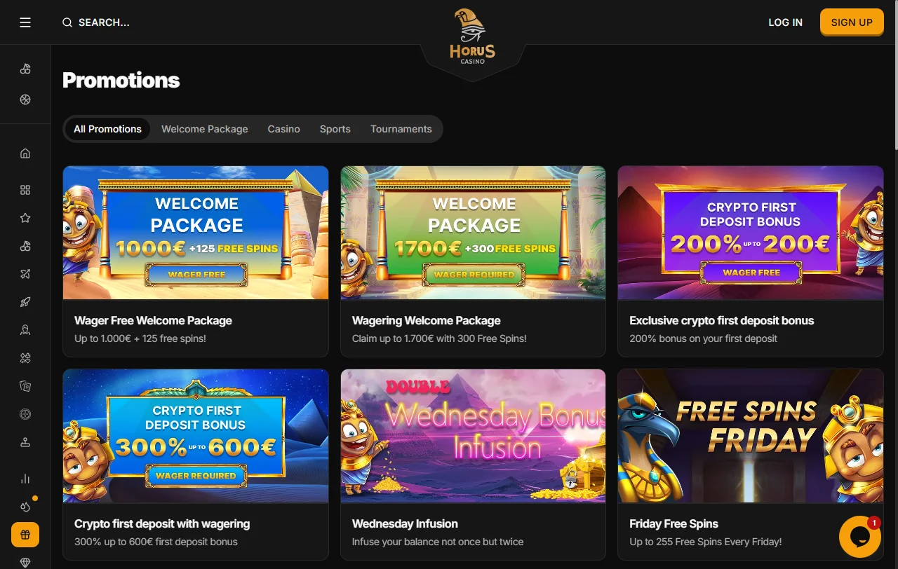 Horus Casino bonos de bienvenida y promociones iniciales