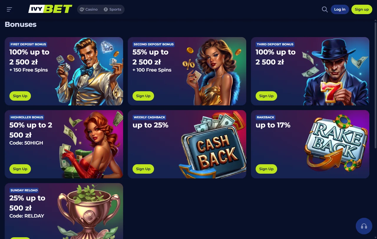 Ivybet Casino con catálogo amplio de slots y mesas