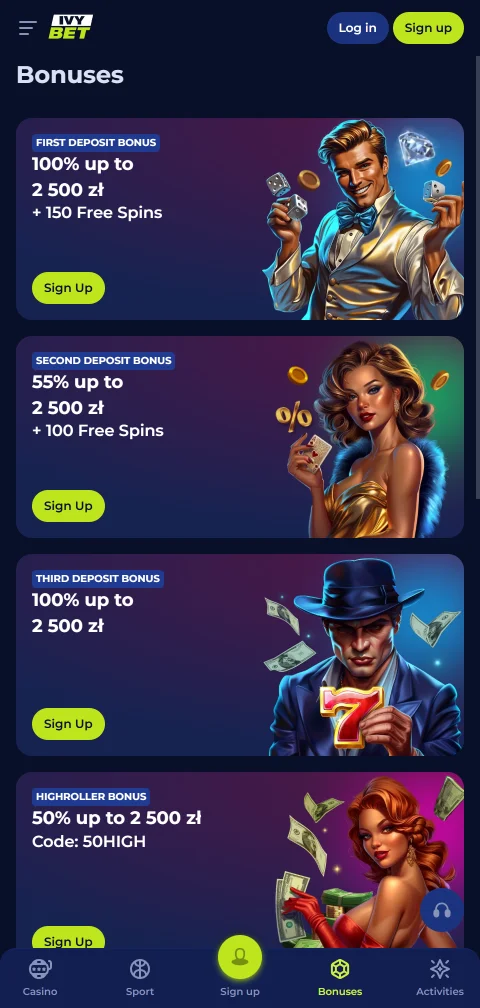 Ivybet Casino con depósitos y retiros digitales