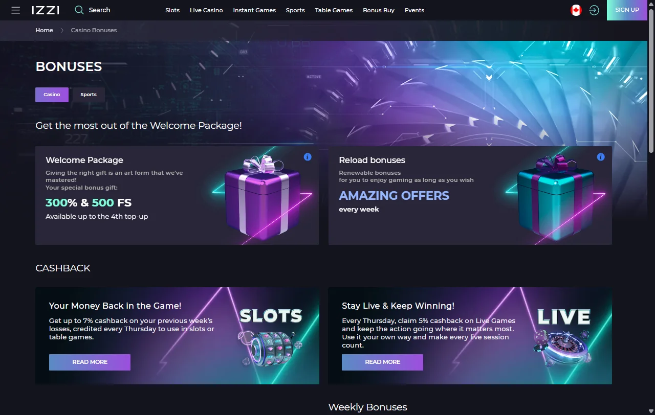 Izzi Casino bonos y promociones de bienvenida