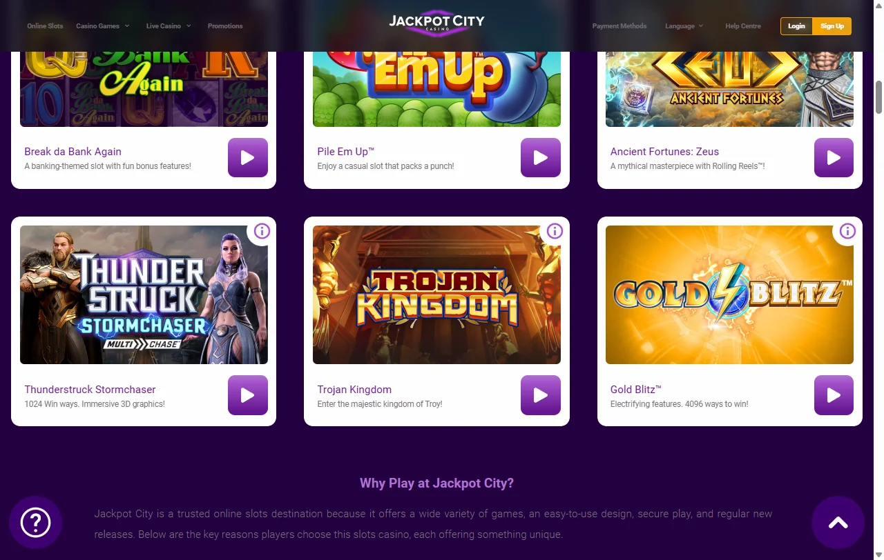 Jackpot City Casino juegos, slots y casino en vivo