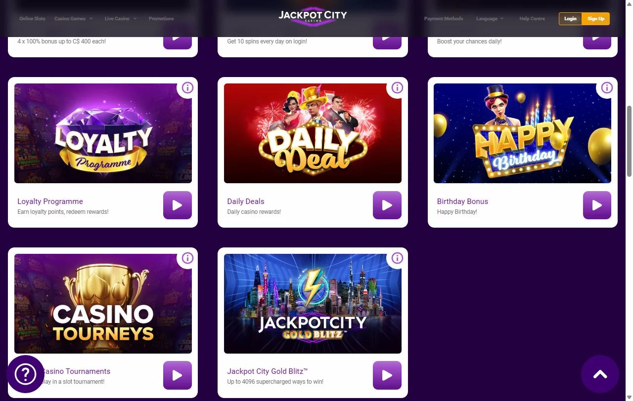 Jackpot City Casino bonos, promociones y oferta de bienvenida