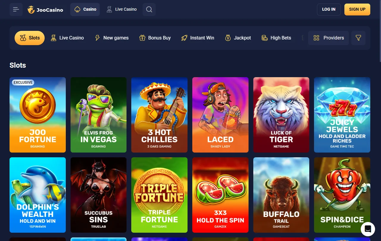 Joo Casino con tragamonedas, ruleta y casino en vivo