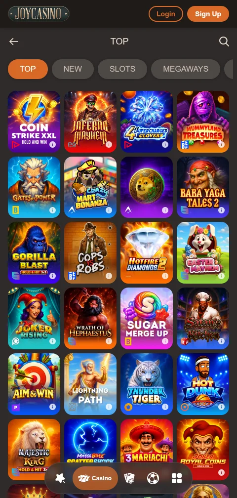 Joycasino Casino pagos, retiros y métodos de depósito