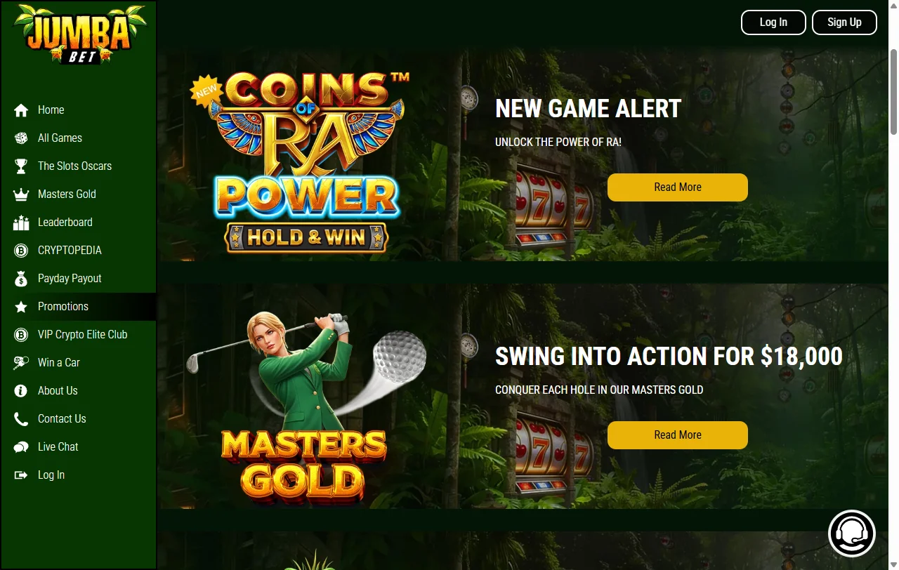 JumbaBet Casino juegos, slots y mesa en vivo