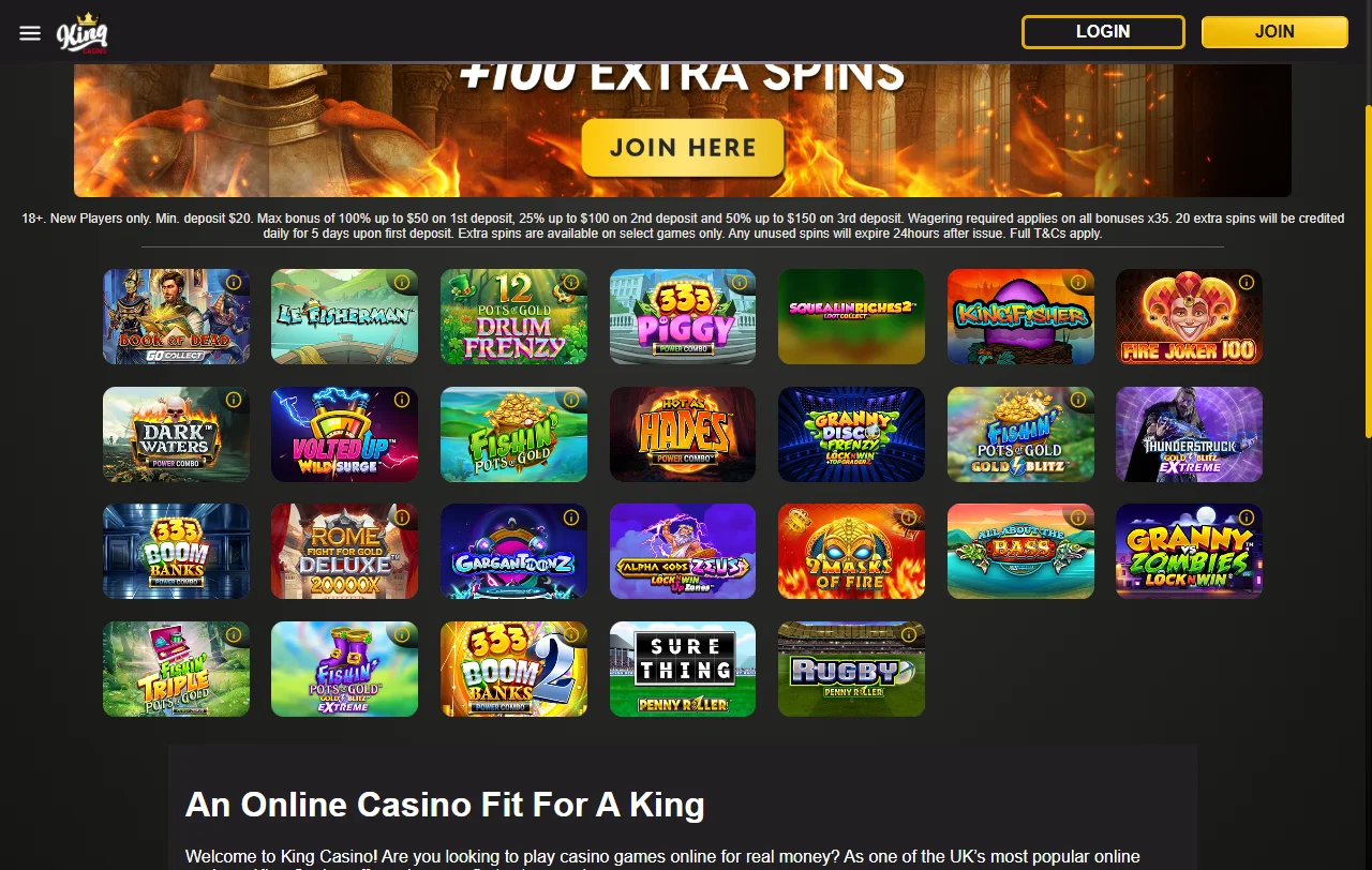 Juegos y catálogo disponibles en KING Casino