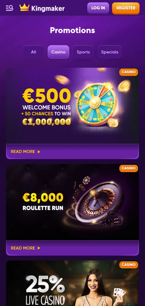 Kingmaker Casino depósitos, retiros y métodos de pago