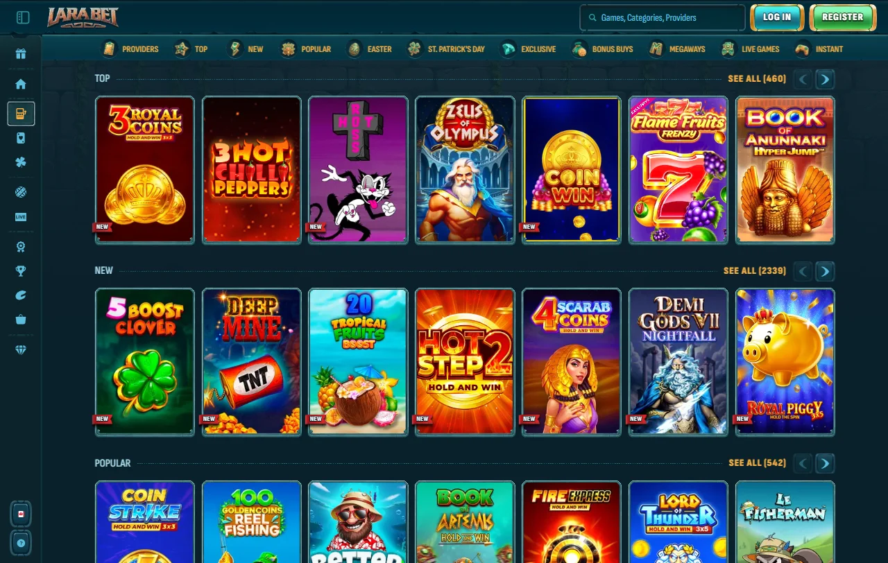 LaraBet Casino juegos de tragamonedas y mesa online