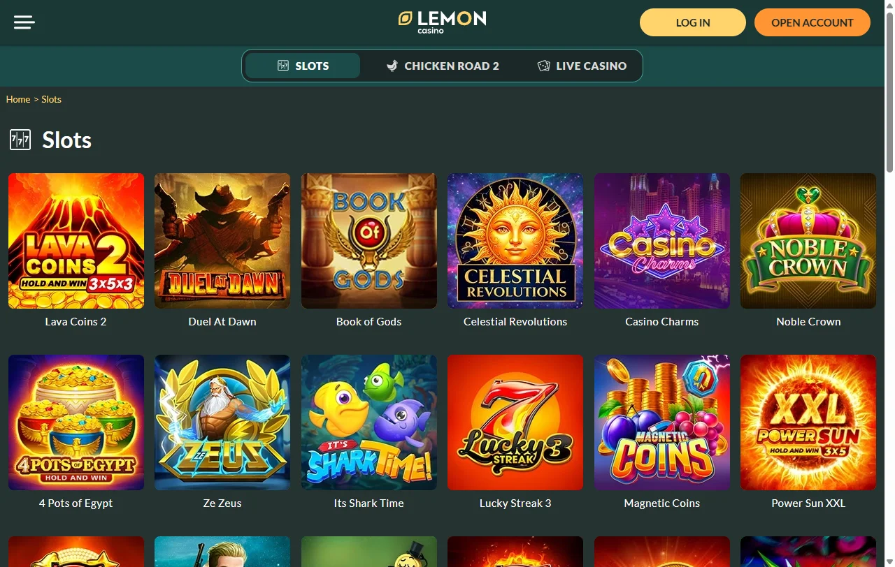 Juegos, slots y casino en vivo en Lemon Casino