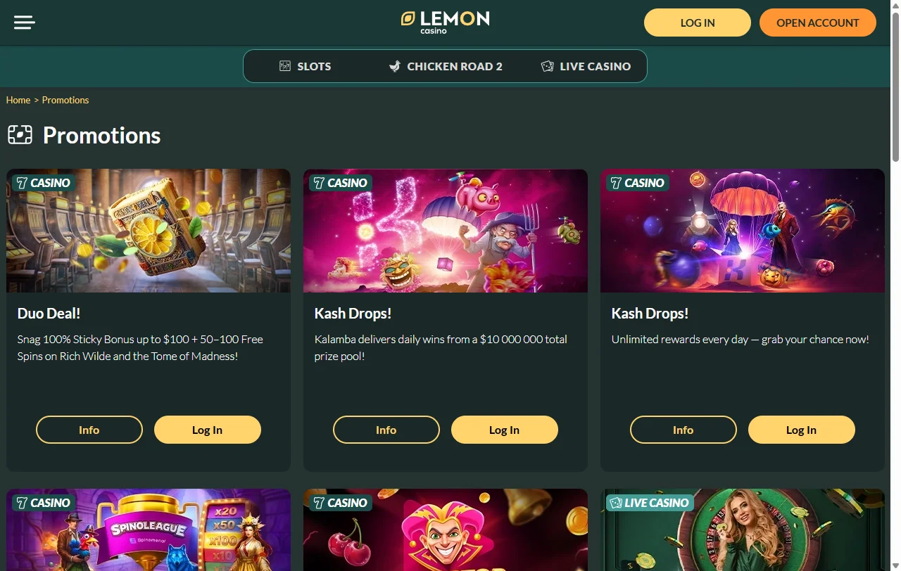Bonos de bienvenida y promociones analizadas en Lemon Casino