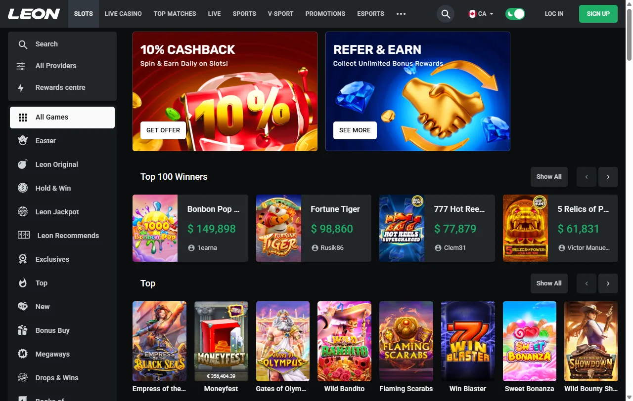 Leon Casino juegos, slots y casino en vivo