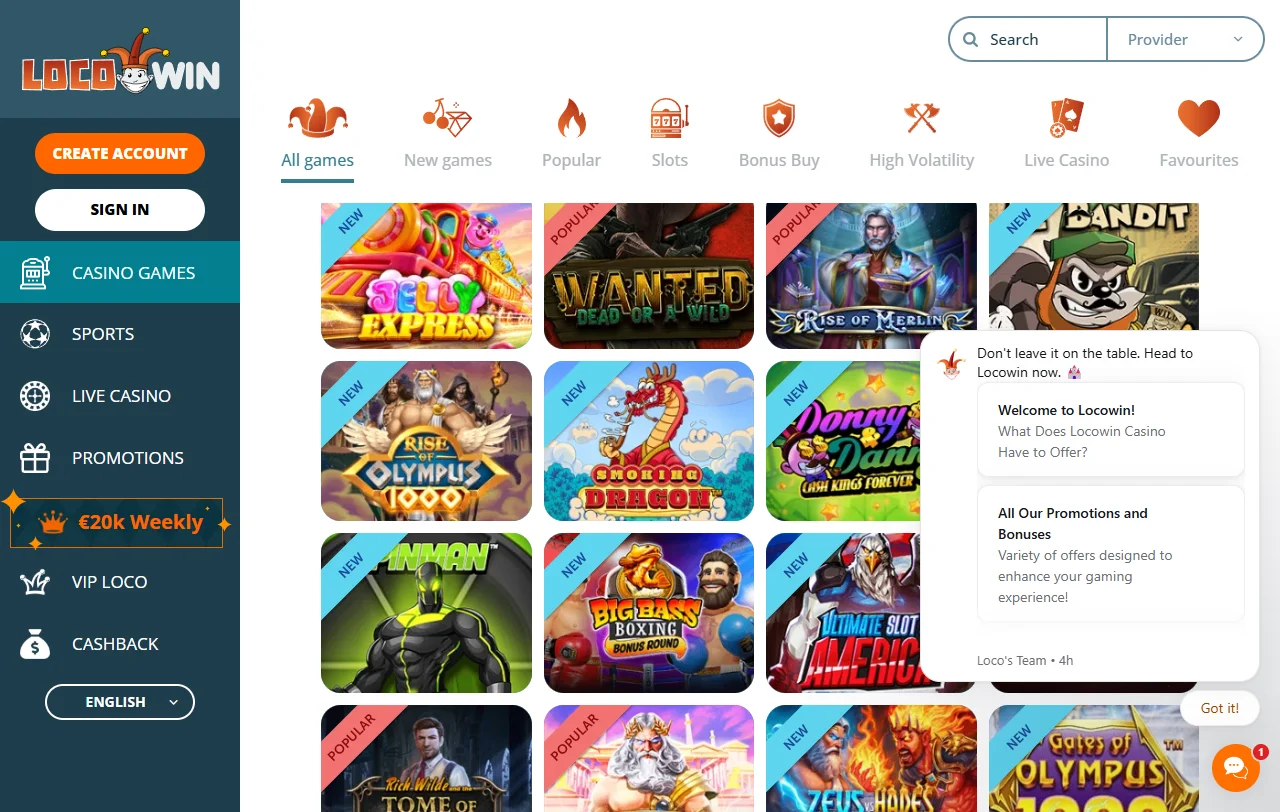 LocoWin Casino juegos y proveedores destacados para análisis