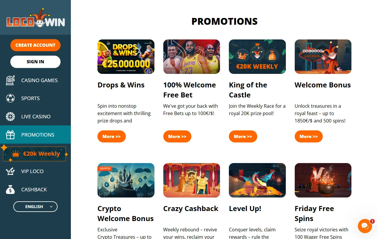 LocoWin Casino bonos y promociones de bienvenida explicados