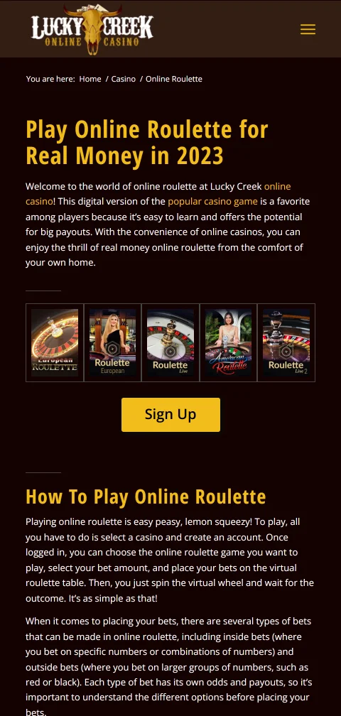 Lucky Creek Casino acceso móvil y experiencia en smartphones