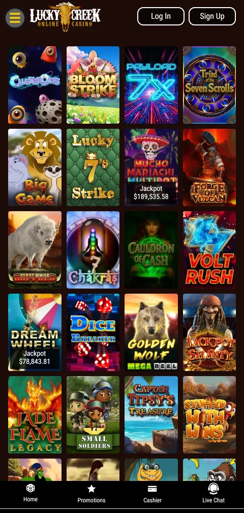 Lucky Creek Casino depósitos retiros y métodos de pago