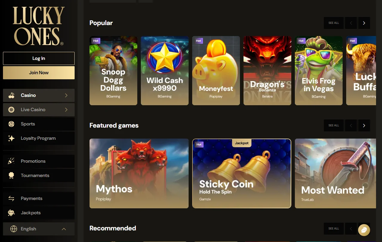 Bonos y promociones de Lucky Ones Casino para nuevos usuarios
