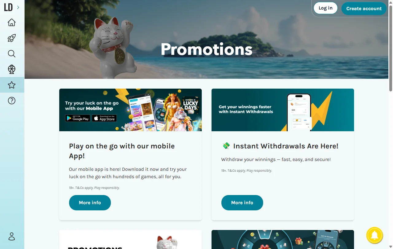 LuckyDays Casino bonos y promociones de bienvenida
