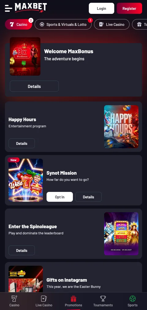 Maxbet Casino depósitos, retiros y métodos de pago