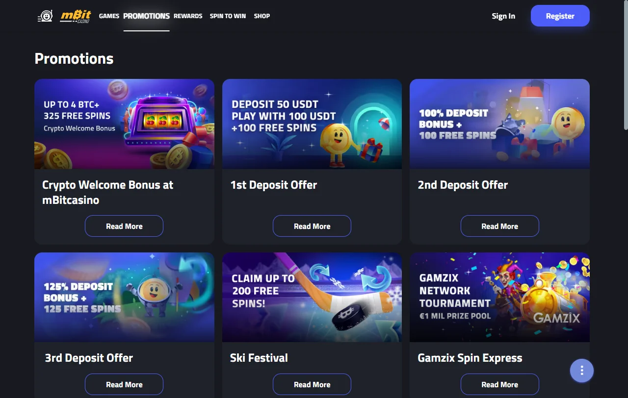 Bonos y promociones principales de mBit Casino