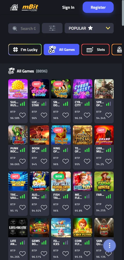Pagos, depósitos y retiros en mBit Casino