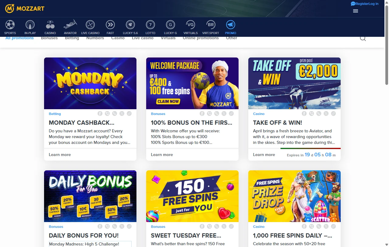 Mozzart Casino bonos, promociones y condiciones de bienvenida