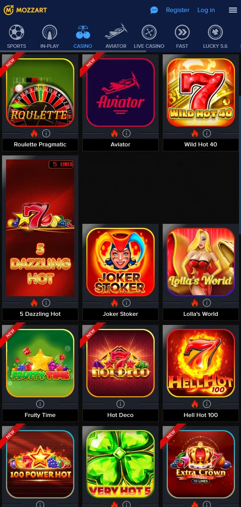 Mozzart Casino pagos, depósitos y retiros para Perú