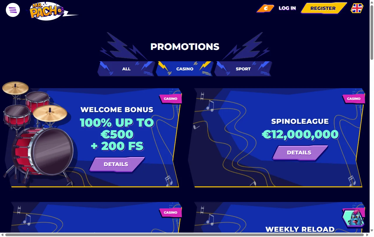 Bonos, promociones y condiciones iniciales de Mr. Pacho Casino
