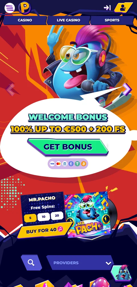 Experiencia móvil de Mr. Pacho Casino en smartphone