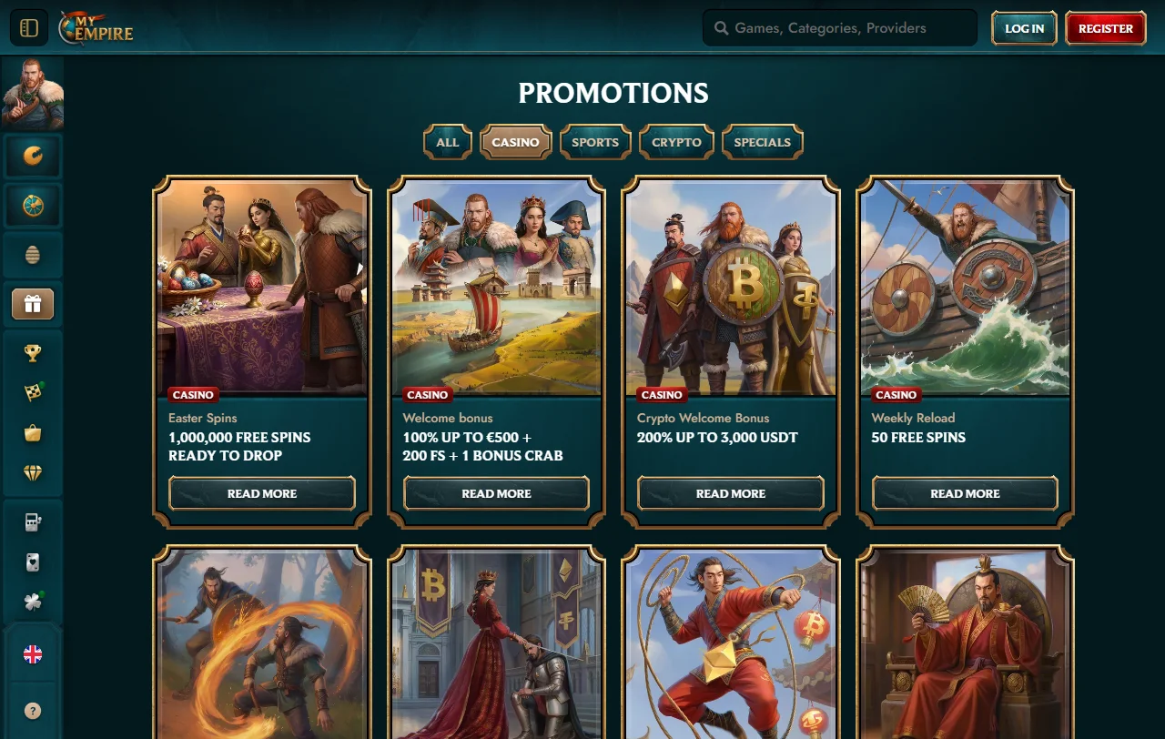 Oferta de juegos y slots en MyEmpire Casino
