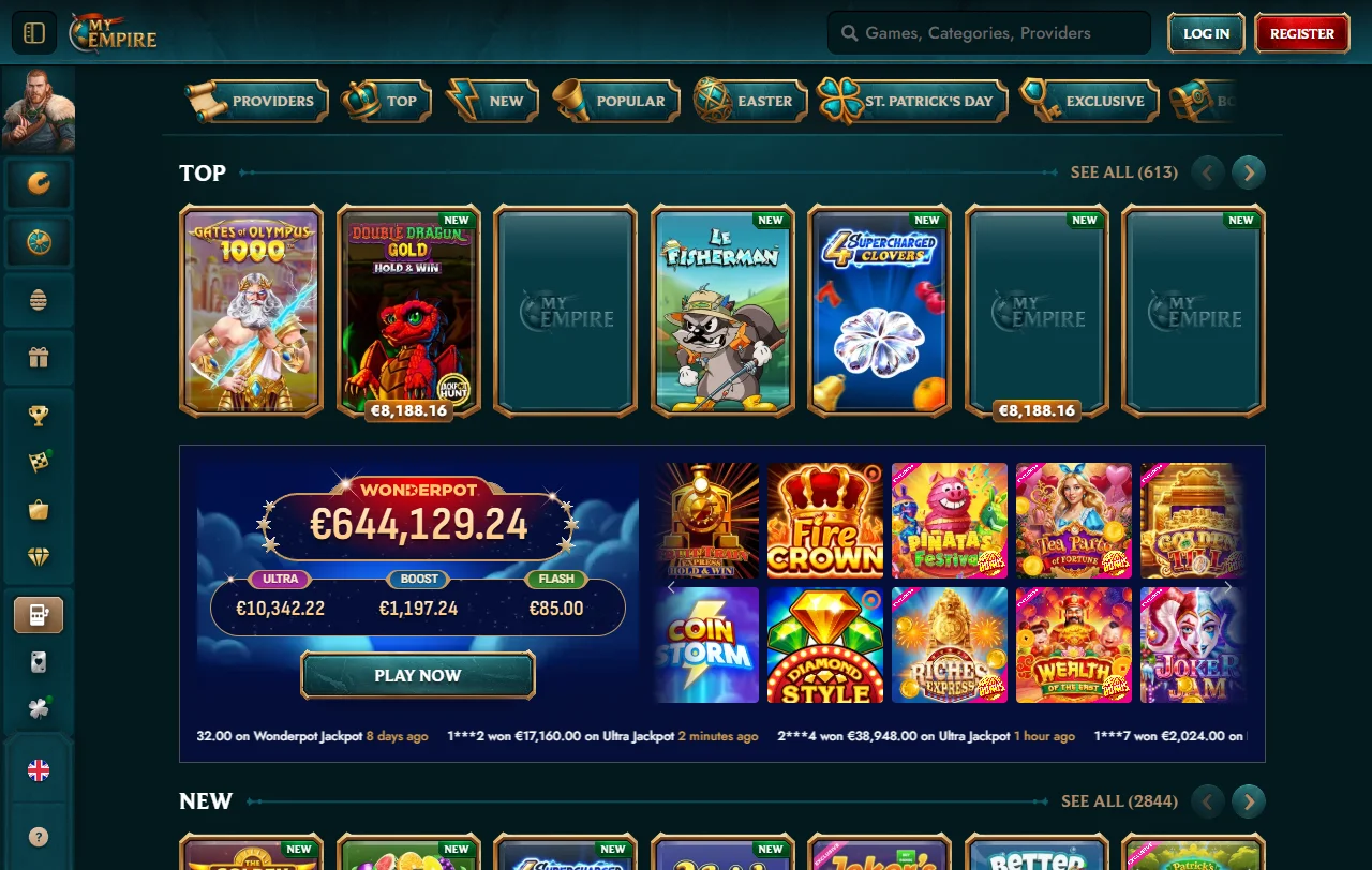 Bonos y promociones visibles en MyEmpire Casino