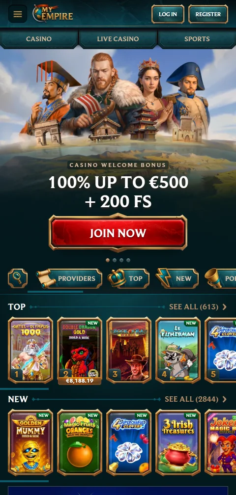 Acceso móvil a MyEmpire Casino desde smartphone
