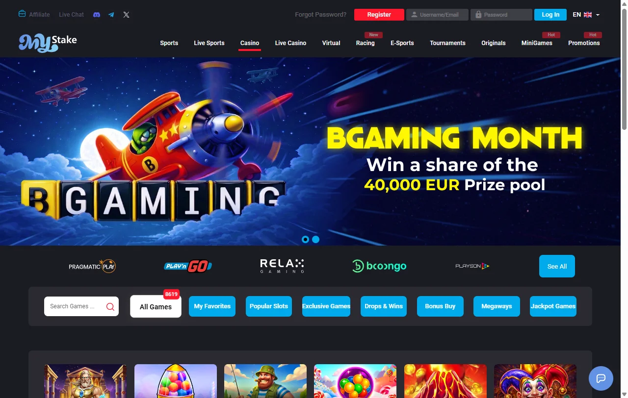 MyStake Casino con amplia oferta de juegos online