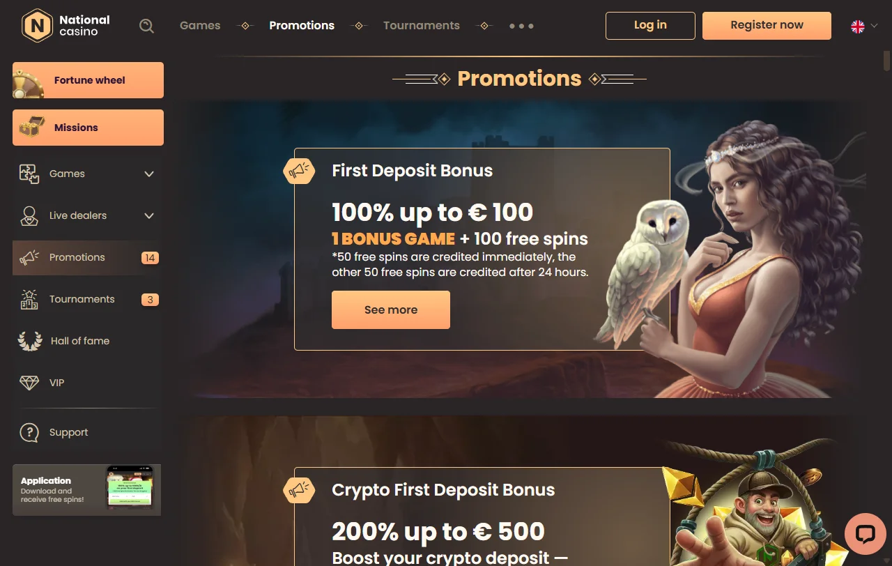 National Casino bonos, promociones y condiciones de bienvenida