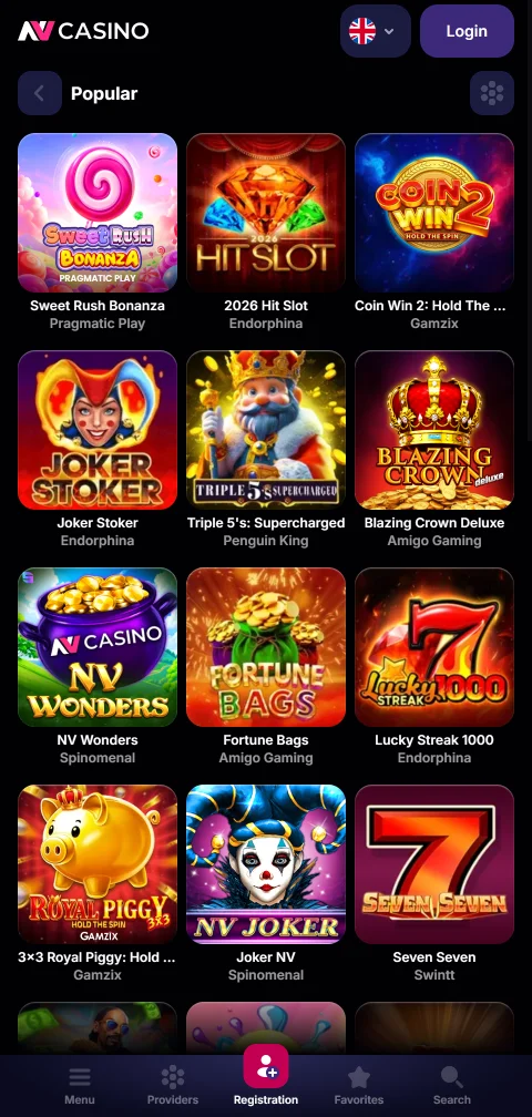 Depósitos y retiros en NV Casino