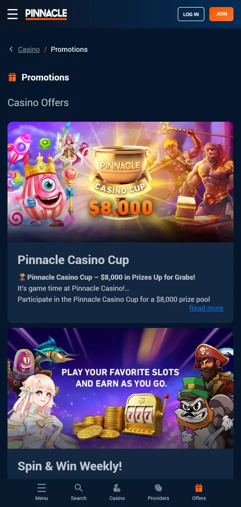 Pinnacle Casino métodos de pago y retiros disponibles