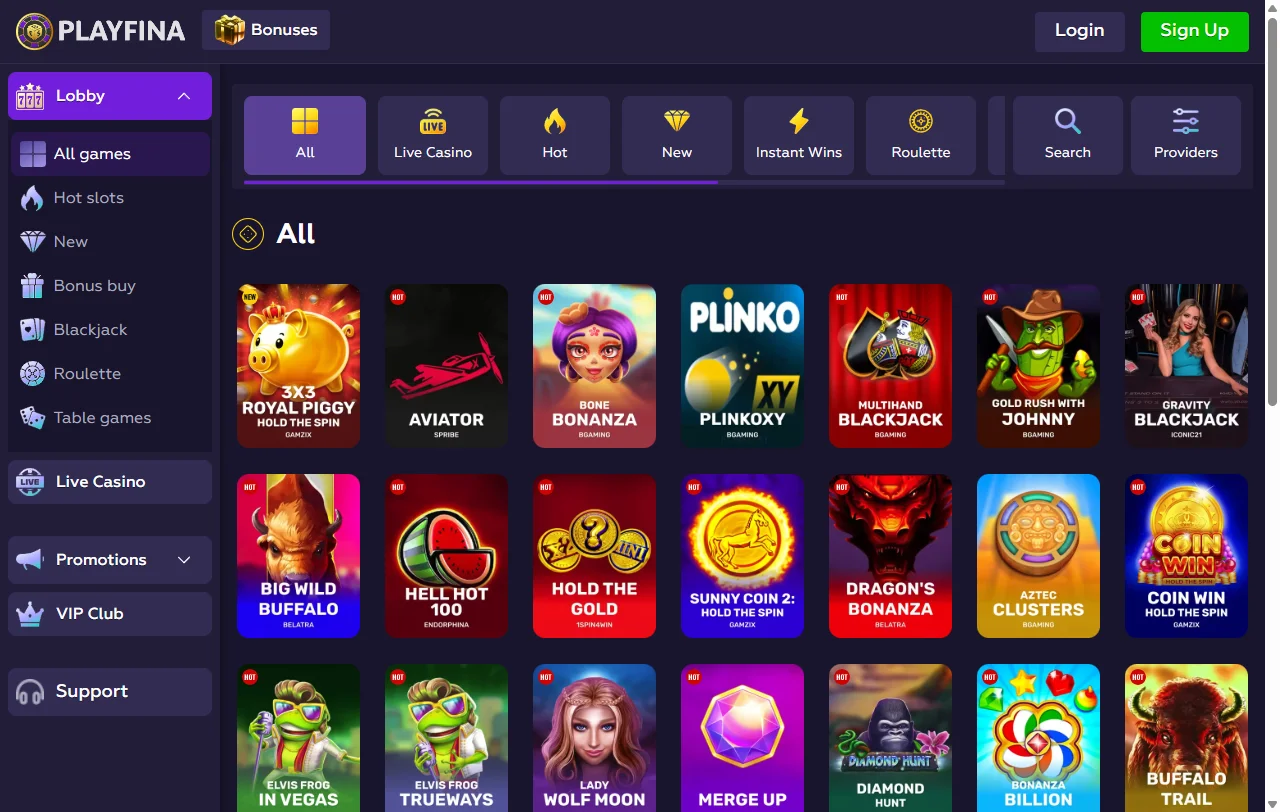 Playfina Casino bonos, promociones y ofertas de bienvenida