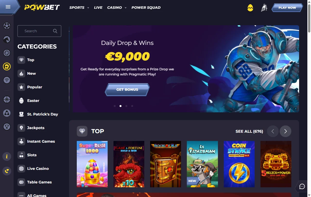 Powbet Casino bonos de bienvenida y promociones
