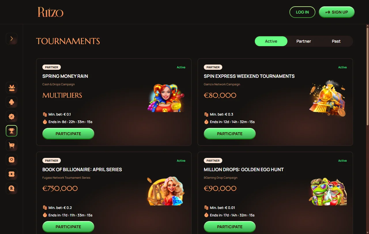 Ritzo Casino juegos de mesa, slots y live casino