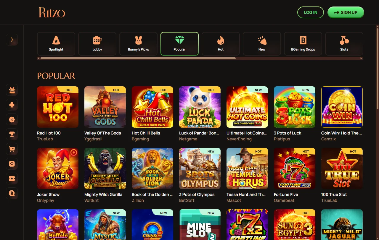 Ritzo Casino bonos de bienvenida y promociones vigentes
