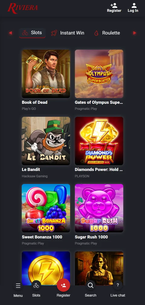 Riviera Casino depósitos, retiros y métodos de pago disponibles