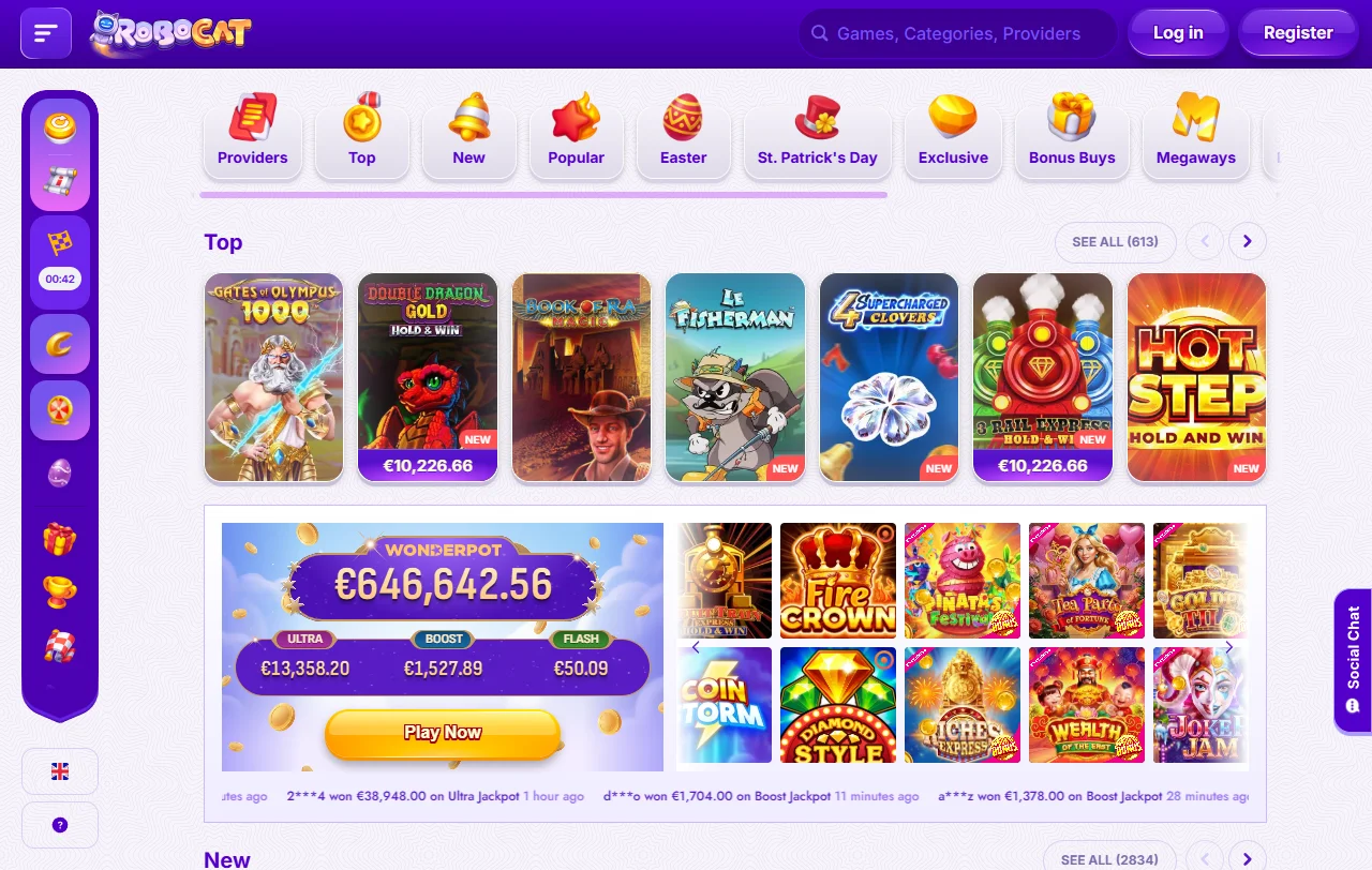 RoboCat Casino bonos y promociones para usuarios peruanos