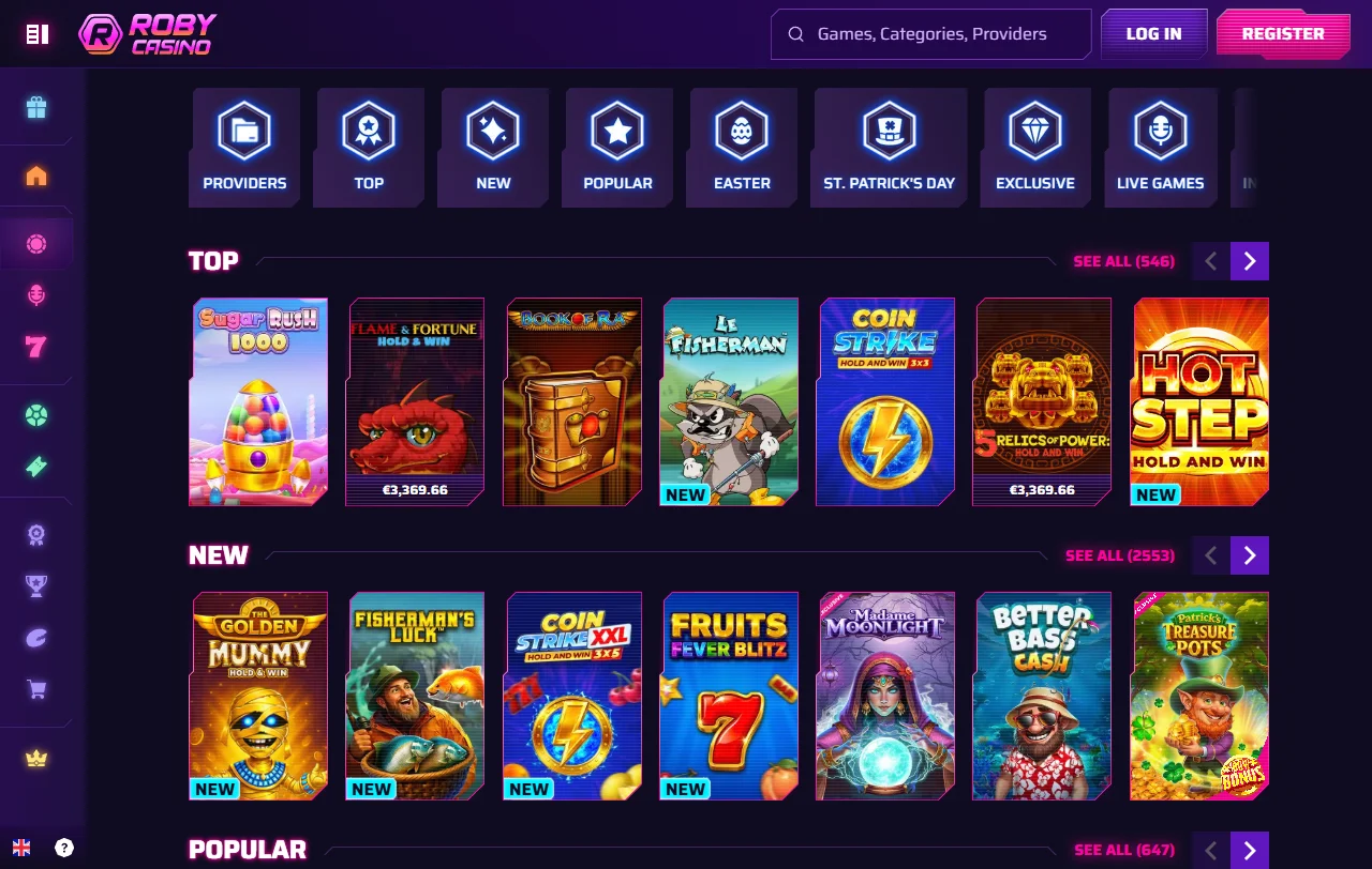 Roby Casino bonos y promociones de bienvenida