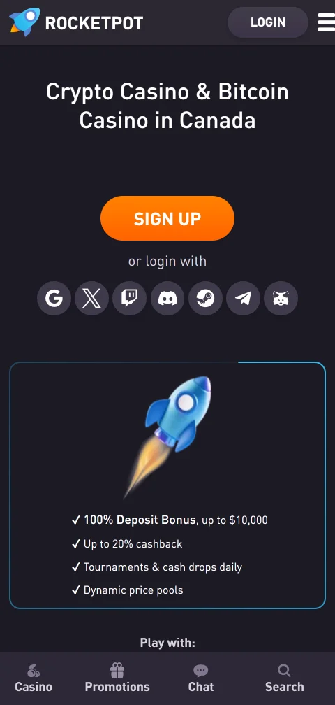 RocketPot Casino experiencia móvil desde smartphone con acceso compatible