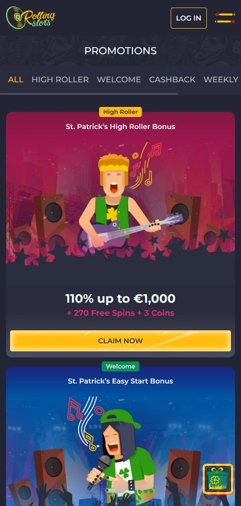 Rolling Slots Casino depósitos, retiros y pagos locales