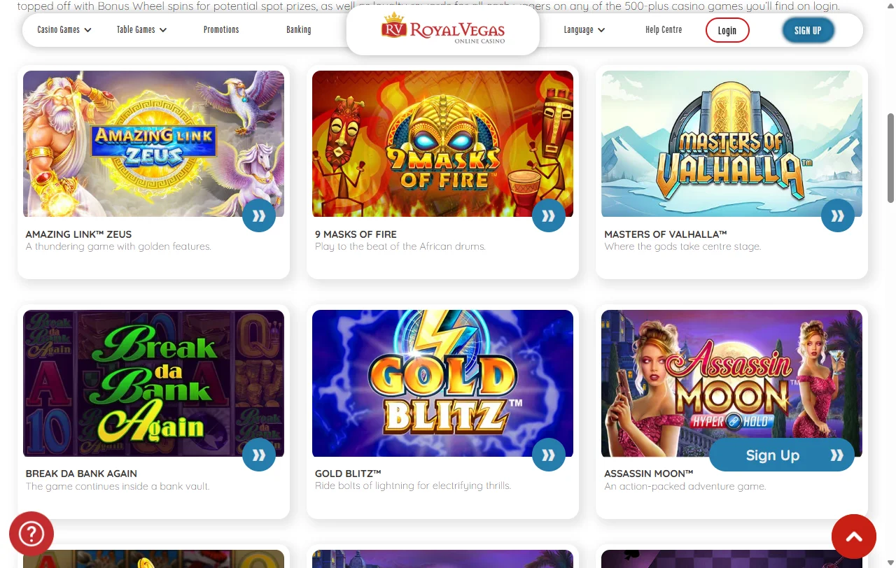 Juegos y proveedores destacados en Royal Vegas Casino